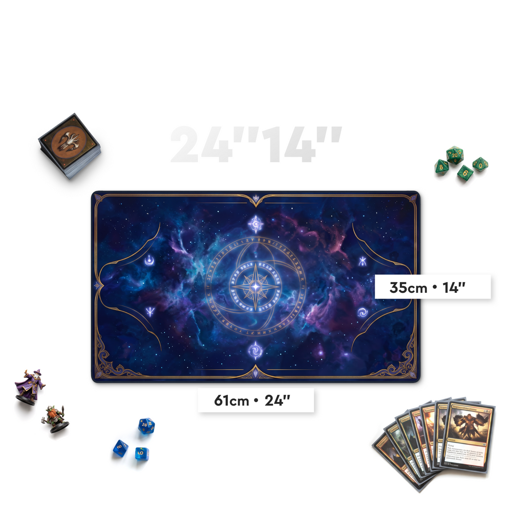 24 by 14 inch custom playmat — tabletop product view