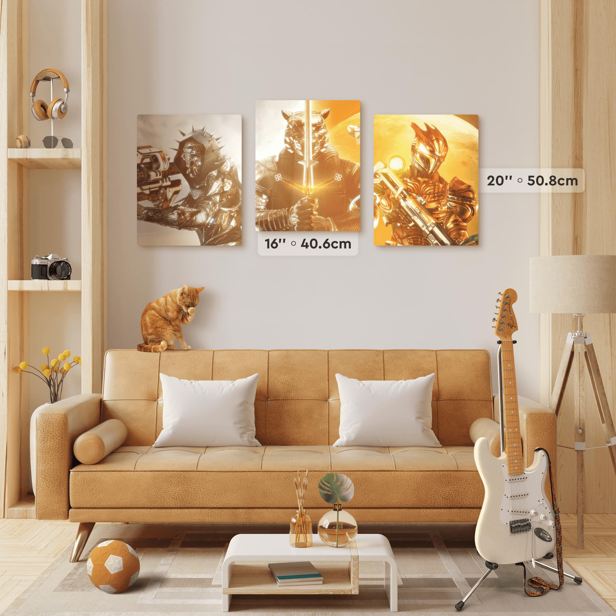 Custom Print on Metal 16''x20'' in size in living room interior.