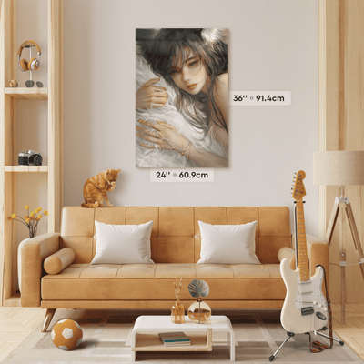 Large Custom Print on Metal 36''x24'' in size in living room interior.