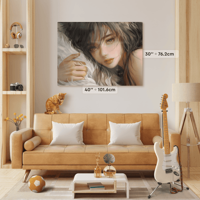 Large Custom Print on Metal 40''x30'' in size in living room interior.